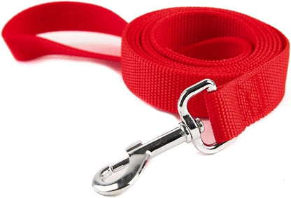 Nylon Dog Training Leash, Traction Rope, 4Ft /5 Foot /6 Feet Long, 5/8 inch 3/4 Inch 1 Inch Wide, for Small and Medium Dogs (5/8'' x 4 FT, Red)