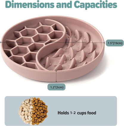 Slow Feeder Dog Bowls, Silicone Pet Food Bowls with Suction Cups, Non-Slip Dog Feeding Slow Down Pet Eating Speed for Fast Eaters, Anxiety Relief & Fun Added (Pink)