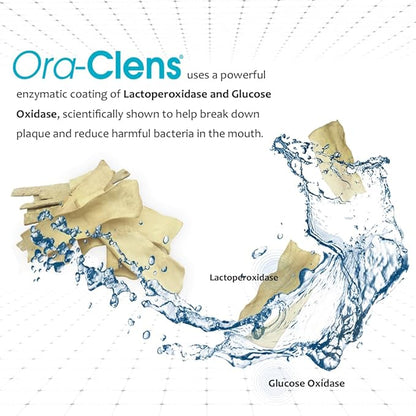 Oral Hygiene Chews for Large Dogs-Enzymatic Dental Treats for Daily Oral Care, Cleans Teeth and Freshens Breath, Reduces Plaque, Bacteria and Tartar Build Up Without Brushing-30 Chews