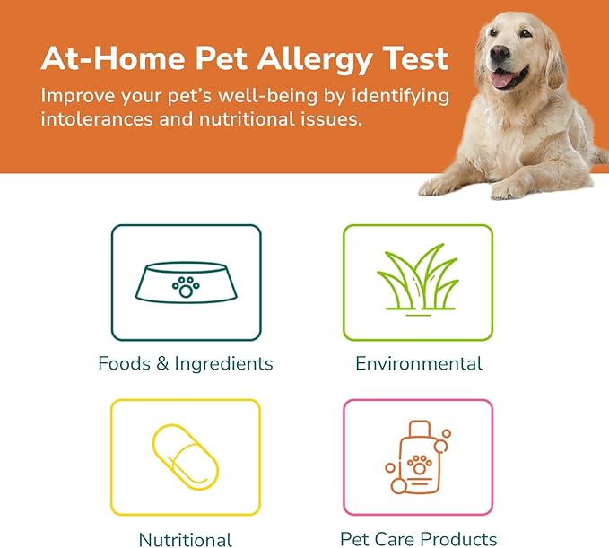 Dog Allergy +1000 Food & Nutritional Sensitivity Test, Pet Intolerance Kit at Home — Advanced Complement to DNA Tests for Complete Pet Wellness
