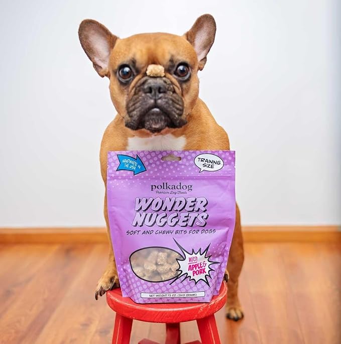 Polkadog Wonder Nuggets – Soft & Chewy Dog Treats with Pork & Apple – Healthy, Limited Ingredient Training Treats for All Dog Breeds and Ages – Natural, Made in USA – 10 oz