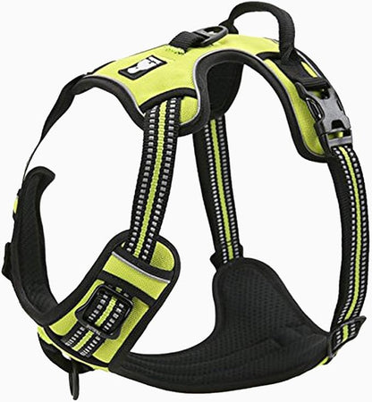 TRUE LOVE Adjustable No-Pull Dog Harness Reflective Pup Vest Harnesses Comfortable Control Brilliant Colors TLH5651(Neon Yellow,L)