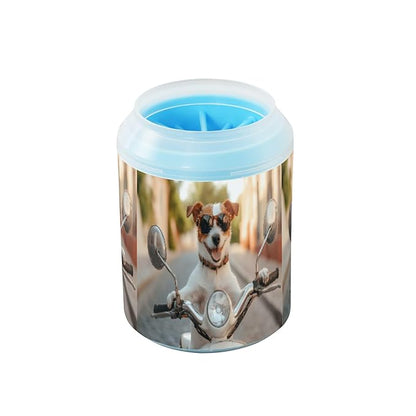 Cute Cool Dog Dog Paw Cleaner Cup - Pet Foot Washer with Soft Silicone Brush, Portable Muddy Paw Cleaner for Small, Medium, Large Breed Dogs & Cats (2.56x2.56x4.53inch)