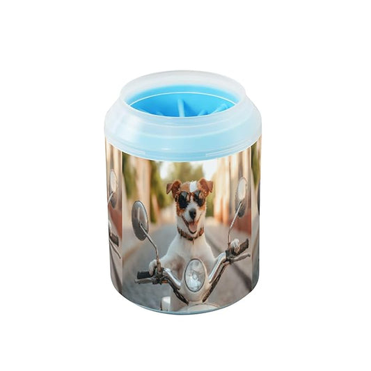 Cute Cool Dog Dog Paw Cleaner Cup - Pet Foot Washer with Soft Silicone Brush, Portable Muddy Paw Cleaner for Small, Medium, Large Breed Dogs & Cats (2.56x2.56x4.53inch)