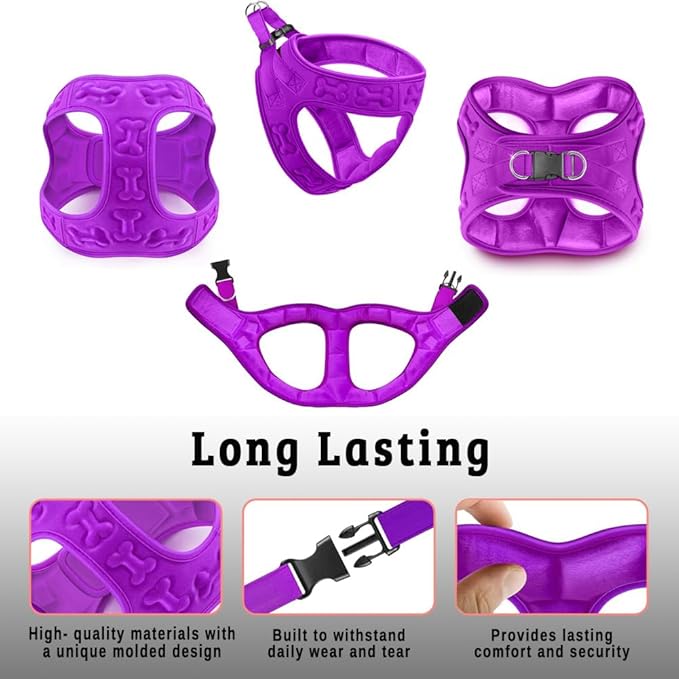 Comfort fit Step-in Dog & Puppy Harness - Comfortable All Weather Dog Vest Harness: Adjustable, Soft Padded, Easy to Put-on for Small, Medium-Sized Dogs (Velvet Plush)