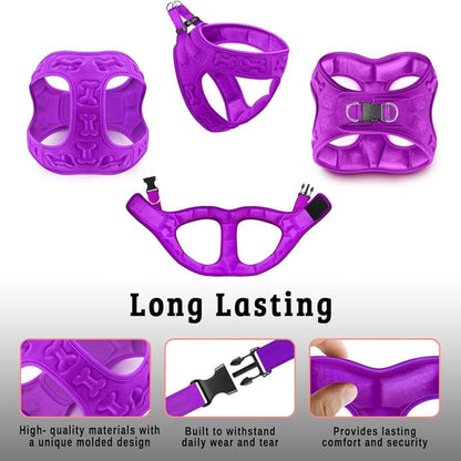 Comfort fit Step-in Dog & Puppy Harness - Comfortable All Weather Dog Vest Harness: Adjustable, Soft Padded, Easy to Put-on for Small, Medium-Sized Dogs (Velvet Plush)