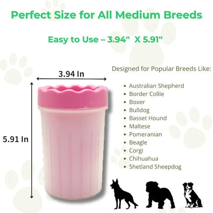Portable Dog Paw Cleaner - Premium Quality, Eco-Friendly Silicone, Blue, Medium + Large Size for Pet Supplies and Accessories (Pink)