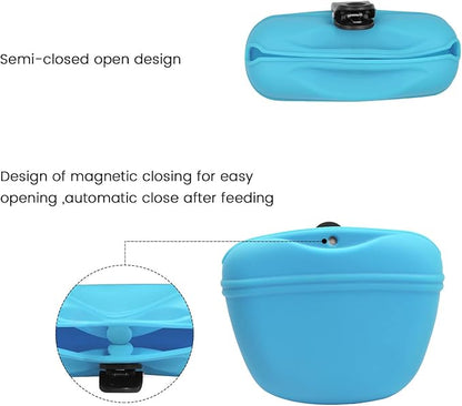 AUDWUD Silicone Dog Treat Pouch,with Training Clicker,Clip on Portable Train Container,Convenient Magnetic Buckle Closing