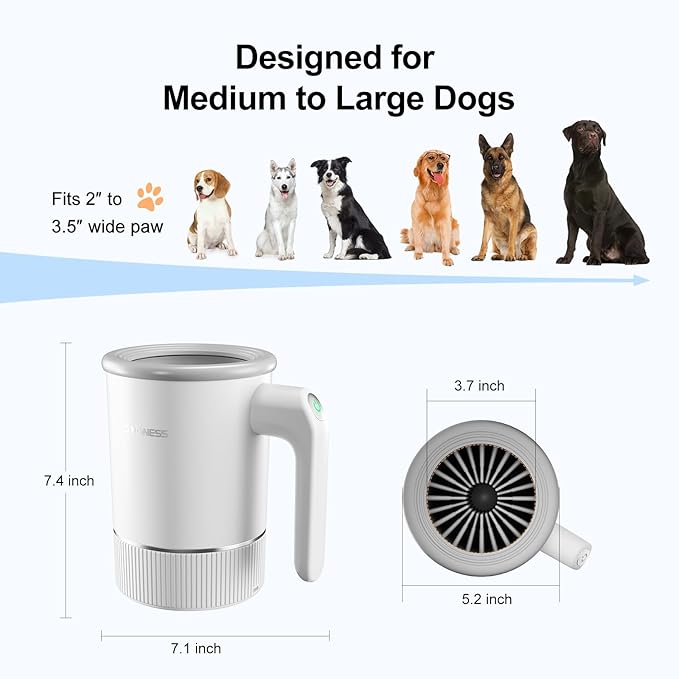 DOGNESS W02 Automatic Dog Paw Cleaner for Medium to Large Dogs (White)