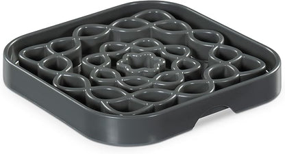 Messy Mutts and Cats Interactive Square Slow Feeder | Cool Grey (2 Cup) | 8” x 8” Square Puzzle Slow Feeder for Dogs/Cats | Enrichment Food Dish for Slow Eating, Bloating