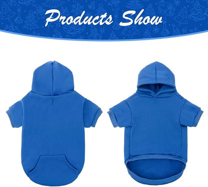 KOOLTAIL Basic Dog Hoodie - Soft and Warm Dog Hoodie Sweater with Leash Hole and Pocket, Dog Winter Coat, Cold Weather Clothes Sweatshirt for Small Medium Large Dogs Puppy Cat Boys Girls Blue L