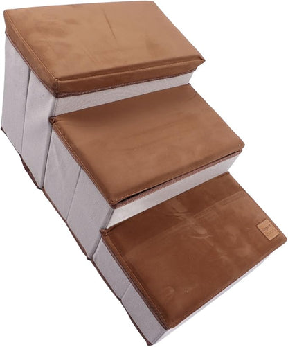 Fabater Dog Stairs for Small Dogs, 3 Step Dog Steps for Couch Sofa and Chair, Anti Slip with Storing Space, Pet Stairs Pet Steps Ramp for Small Dogs and Cats