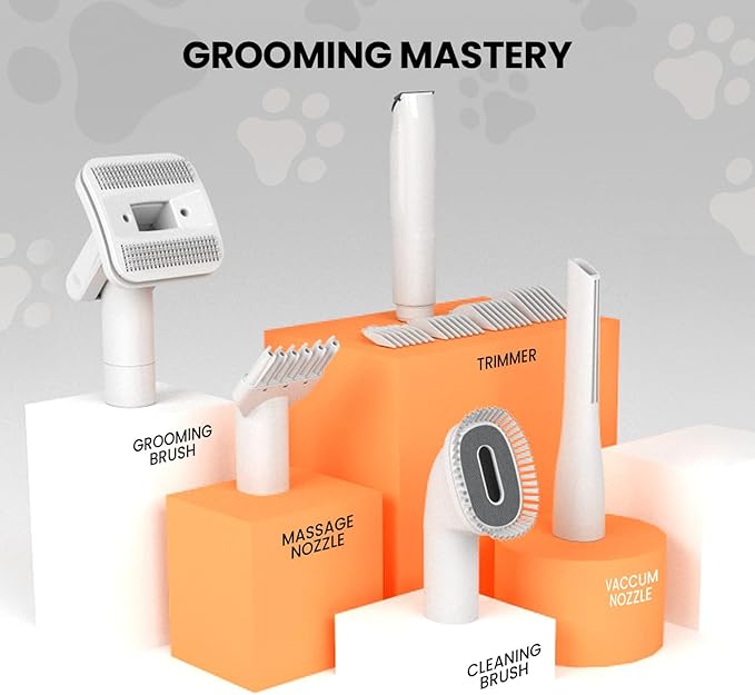 FurCare Pro 3-in-1 Grooming Kit with Vacuum Suction (99%), Dryer, and Professional Clippers. Includes Tools for Efficient Pet Grooming, 4L Dust Cup, Low Noise. Ideal for Dogs, Cats & More!