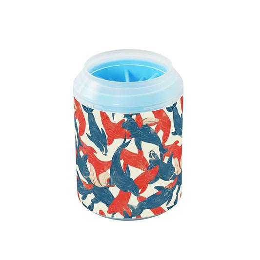 Dog Paw Cleaner Cups for Dogs Pets Foot Washer Paw Scrubber for Medium Small Cats Dogs Cleaning Cup Sea Lions Cyanotype Red