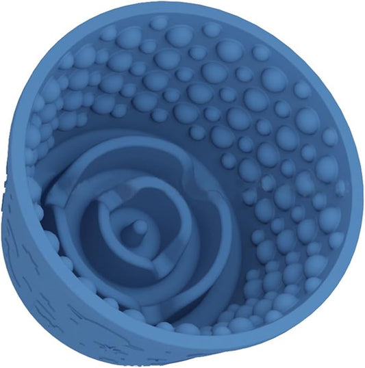 Dog Lick Bowl, Anxiety Relief Slow Feeder Treat Dispenser, Silicone Anti-chocking Pet Dish, Non-Slip Dog Licking Bowl Interactive Entertainment Puzzle Toy for Small & Medium-Dark Blue