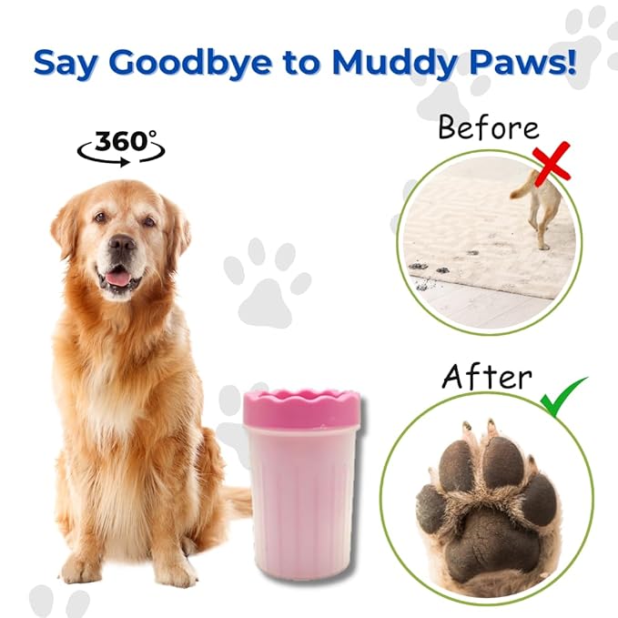 Portable Dog Paw Cleaner - Premium Quality, Eco-Friendly Silicone, Blue, Medium + Large Size for Pet Supplies and Accessories (Pink)