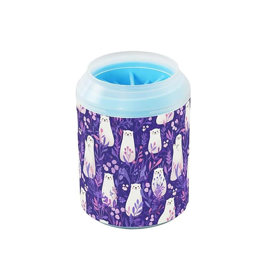Dog Paw Cleaner Cups for Dogs Pets Foot Washer Paw Scrubber for Medium Small Cats Dogs Cleaning Cup Sea Lions Whimsical Purple