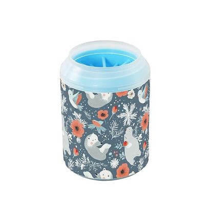 Dog Paw Cleaner Cups for Dogs Pets Foot Washer Paw Scrubber for Medium Small Cats Dogs Cleaning Cup Blue Bear Poppy and Hummingbird
