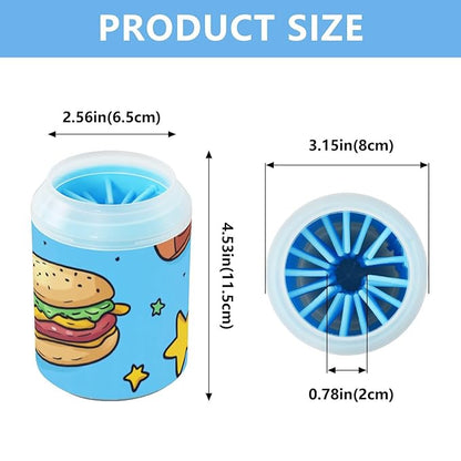 Dog Paw Cleaner Mudbuster Dog Foot Washer for Small Medium Large Dogs Cats Premium Pet Supplies Hamburger Hot Dog Stars Blue