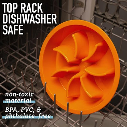 Leash Boss Slow Feeder Dog Bowls - 1.5 Cup, Puzzle Dog Food Bowl with Feeder Holes, Fits into Elevated Pet Feeders, Slow Eating for Large, Medium & Small Sized Breeds, Blue