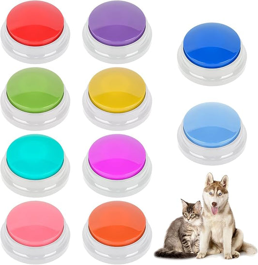 10 Color Voice Recording Buttons for Dogs Dog Training Communication Buttons with 30 Sec Record and Playback,Pet Training Buzzer for Puppy Cats, Funny Gift for Study Office Home Pet Lovers (10 Pack)