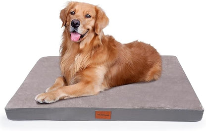 Waterproof XXL Dog Bed for Large and Jumbo Dogs, Orthopedic Washable Crate Pad 47 inch, XXLarge Egg Crate Foam Pet Bed Mat with Removable Cover, Anti-Slip Reversible Kennel Pad, 47''×29'', Grey