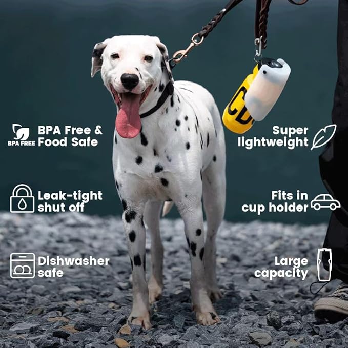 Howgo Dog Water Bottle Portable Travel Water Bottle Dispenser for Dogs, Super Light-Weight, Leak-Proof Bottles for Pets Outdoor Walking, Hiking, Travel,Food Grade Silicone,BPA Free (Black, 21oz)