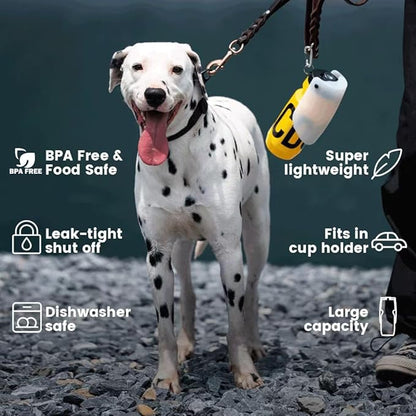 Howgo Dog Water Bottle Portable Travel Water Bottle Dispenser for Dogs, Super Light-Weight, Leak-Proof Bottles for Pets Outdoor Walking, Hiking, Travel,Food Grade Silicone,BPA Free (Black, 21oz)