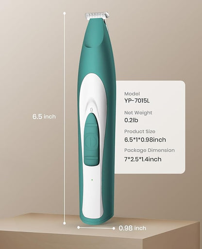 oneisall Low Noise Dog Paw Trimmer with LED Light, Paw Trimmer for Dogs 0.8inch/20mm Widen Blade, 35dB Cordless Electric Pet Paw Grooming Clippers for Paws, Ears, Face, Rump (Green)