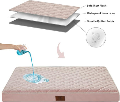 WNPETHOME Orthopedic Dog Bed for Crate, Waterproof Extra Large Dogs Bed with Removable Washable Cover, Multi-Needle Quilting Dogs Crate Beds