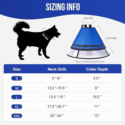 Soft Dog Cone for Dogs After Surgery, Breathable Pet Recovery Collar for Large Medium Small Dogs and Cats, Adjustable Dog Cone Collar, Elizabethan Collar (Blue, XXL(Neck 20“-24”))