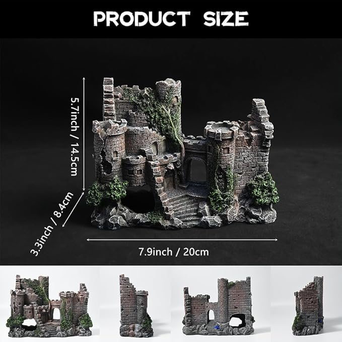 PTFJZ Aquarium Decorations- Castle Fish Tank Bubbler Decorations for Aquatic Pets to Breed Play and Rest Fish Decorations for Tank