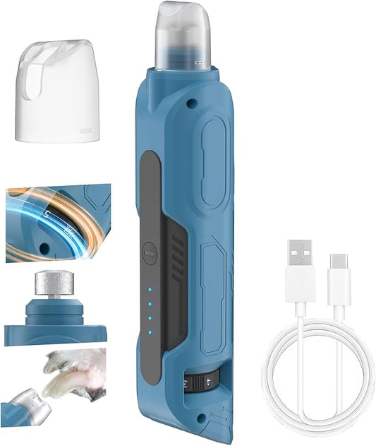 PAPIFEED High Torque Dog Nail Grinder Quiet - 6-Speed Adjustable Dog Nail Trimmers with 2 LED Lights & Dust-Proof Cover, Powerful Motor for Large/Medium/Small Dogs & Cats, Rechargeable - Dark Blue