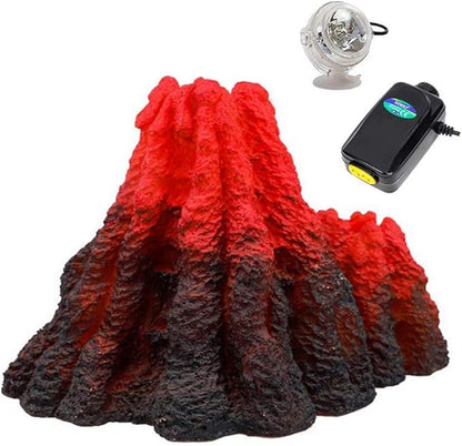 S-Lifeeling Tank Decoration Volcano Ornament Lava Explosion Look Aquarium Decorations with Multi-Color LED Spotlight for Fish Tank (L)