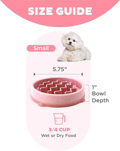Outward Hound Small Fun Feeder Slow Bowl, Puzzle for Fast Eaters, Puppies, Cats & Small Dogs, Wet or Dry Food, Helps Prevent Bloat & Aid Digestion, 3/4 Cup Capacity, Non-Slip, Made Without BPA, Pink