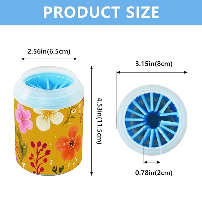 Dog Paw Cleaner Mudbuster Dog Foot Washer for Small Medium Large Dogs Cats Premium Pet Supplies Yellow Thanksgiving Pumpkin and Flowers