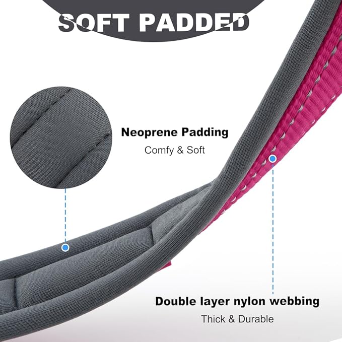 Personalized Dog Collar with Name and Phone Number | Durable Metal Buckle | Ultra Wide Soft Neoprene Padded | Adjustable Reflective Weatherproof Dog Collar for Large Medium and Small Dogs