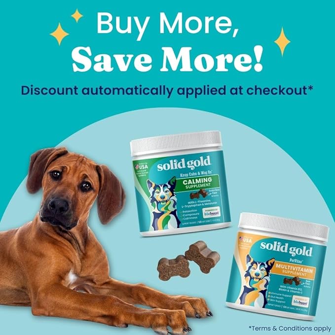Solid Gold Dog Multivitamin - Soft Dog Vitamins & Supplements Chews - All-in-One Heart, Immune, Brain, Skin, Coat & Gut Health Support w/Vitamin C, B12, Probiotics & Antioxidants - Bacon Flavor 120ct