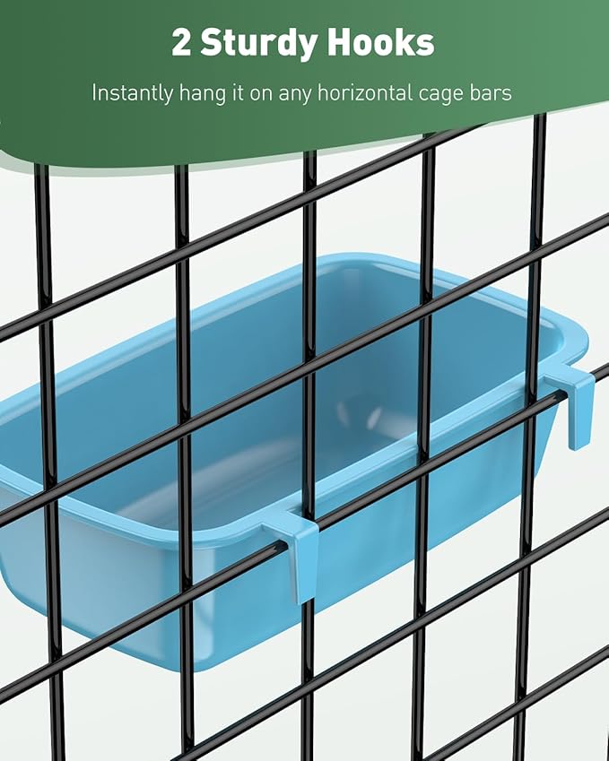 Pawfly 4 Pcs Cage Cups Hanging Plastic Bird Cage Feeders with Hooks 10 oz Rabbit Feeders for Cages Rabbit Food Bowls Waterers Bunny Cage Feeding Dishes for Small Pets Parrots Hamsters Guinea Pigs