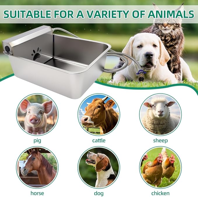 Automatic Dog Water Dispenser 23L/6Gal Capacity Large Water Bowl Auto Filling Water Fountain Stainless Steel for Large Pet Dog Chicken