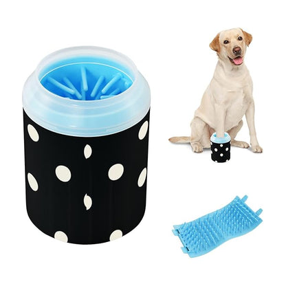 Dog Paw Cleaner Mudbuster Dog Foot Washer for Small Medium Large Dogs Cats Premium Pet Supplies Black Polka Dot Patterns