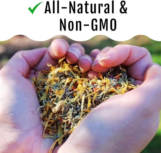 Buff Clucks Herb Supplement for Backyard Chickens - Natural Chicken Treats, Poultry Feed Botanical Mix, Plant-Based Coop Snacks for Daily Wellness, Feather Quality, Egg Production, USA (5 LB)