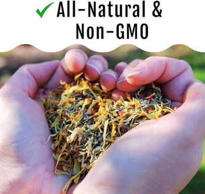 Buff Clucks Herb Supplement for Backyard Chickens - Natural Chicken Treats, Poultry Feed Botanical Mix, Plant-Based Coop Snacks for Daily Wellness, Feather Quality, Egg Production, USA (5 LB)