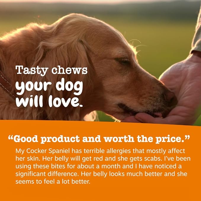 Zesty Paws Dog Allergy Relief Chews, Dog Probiotics for Itchy Skin and Ears, Salmon, 90ct