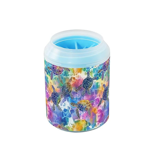 Dog Paw Cleaner Cups for Dogs Pets Foot Washer Paw Scrubber for Medium Small Cats Dogs Cleaning Cup Colorful Watercolor Sea Turtles