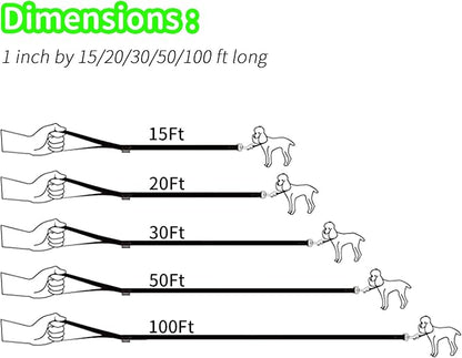 HIKISS Long Dog Leash Obedience Recall Training Agility Lead with Thickening Material for Large Dog - 15ft 20ft 30ft 50ft 100ft Training Leash(Green 50ft)