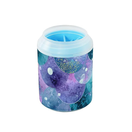 Dog Paw Cleaner Mudbuster Dog Foot Washer for Small Medium Large Dogs Cats Premium Pet Supplies Watercolor Mermaid Scales Dots Purple