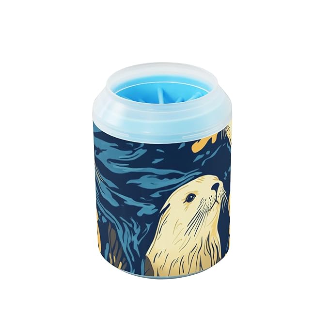 Dog Paw Cleaner Cups for Dogs Pets Foot Washer Paw Scrubber for Medium Small Dogs Cats Cleaning Cup Blue California Sea Lion
