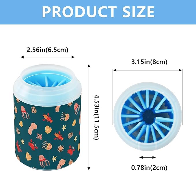 Dog Paw Cleaner Cups for Dogs Pets Foot Washer Paw Scrubber for Medium Small Cats Dogs Cleaning Cup Sea Animals Crab Crayfish Green