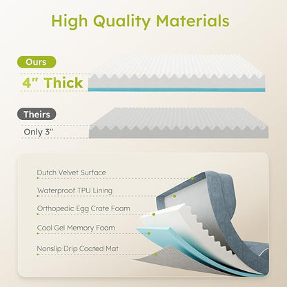 XXL Dog Bed for Extra Large Dogs, Giant Orthopedic Dog Beds with Cooling Gel Memory Foam, Waterproof Pet Bed with Removable Washable Cover, 53" Pet Sofa Bed Velvet with Bone Toy, Dark Gray